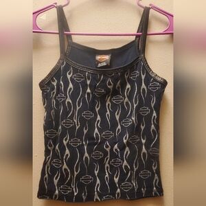 Harley-Davidson Black Sleeveless Camisole Tank Crop Top